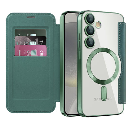 MagSafe Case for Samsung Galaxy S24 S921, Techsuit, SmartMag Book, Green
