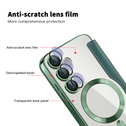 MagSafe Case for Samsung Galaxy S24 S921, Techsuit, SmartMag Book, Green