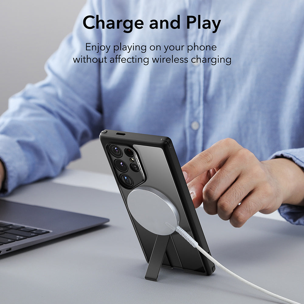 Etui MagSafe dla Samsung Galaxy S24 Ultra S928, ESR, Boost Flickstand, Czarne Przezroczyste