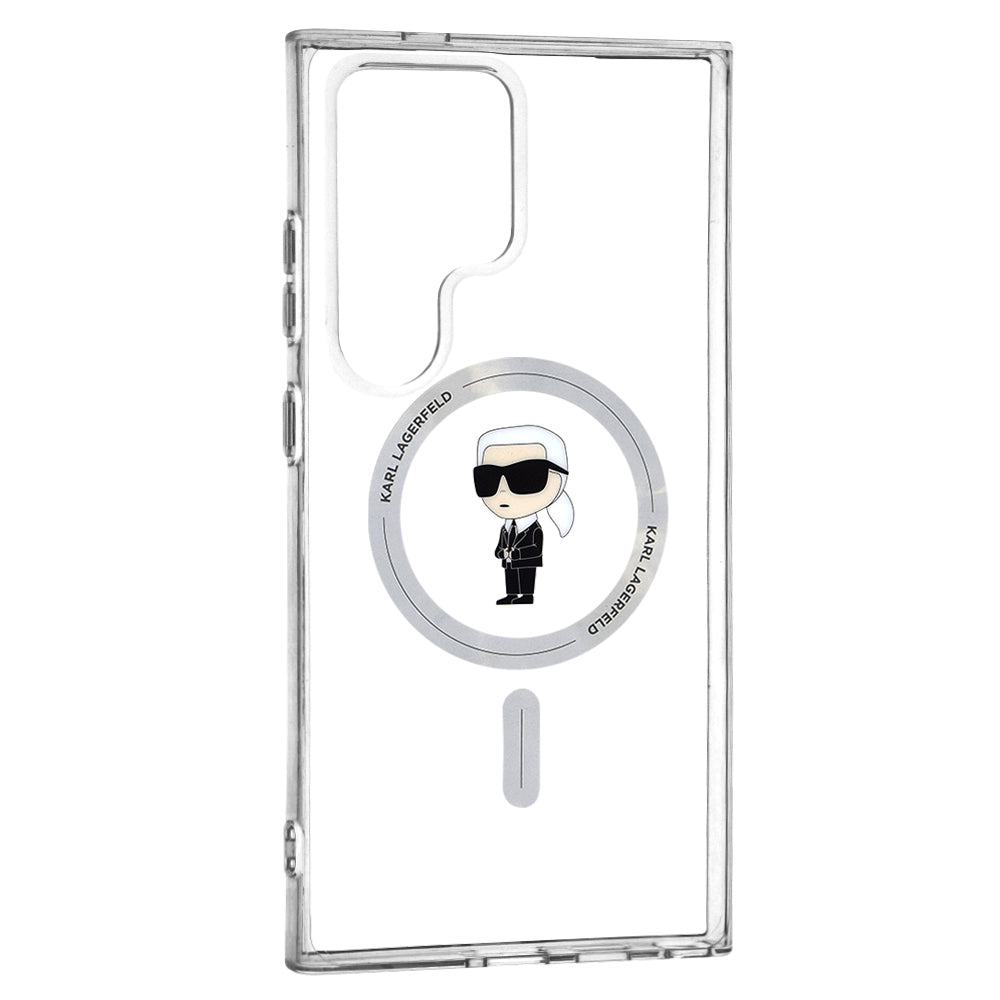 Etui MagSafe dla Samsung Galaxy S24 Ultra S928, Karl Lagerfeld, IML Ikonik Karl, Przezroczyste