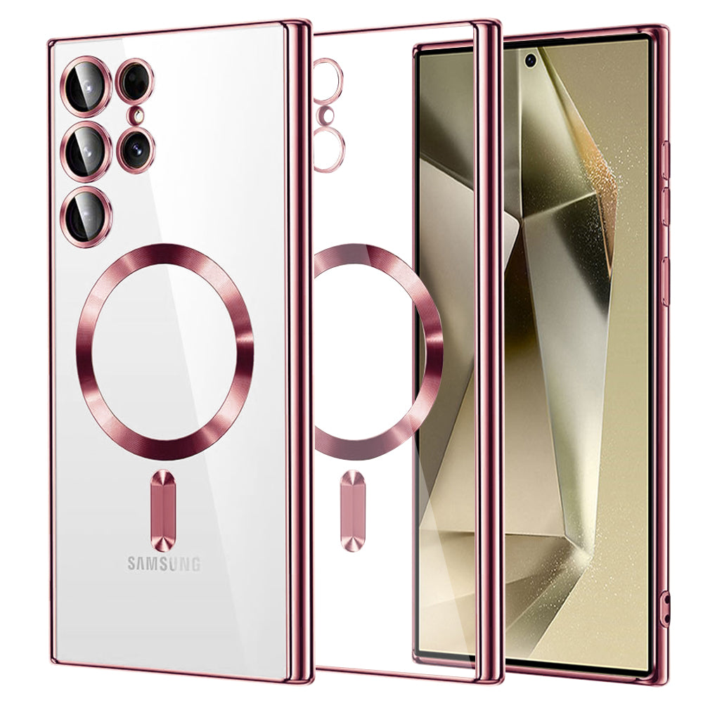Etui MagSafe do Samsung Galaxy S24 Ultra S928, Techsuit, Luxury Crystal, Różowe