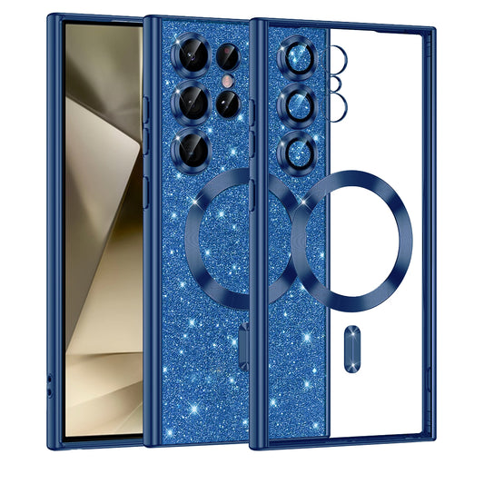 Etui MagSafe do Samsung Galaxy S24 Ultra S928, Techsuit, Luxury Glitter, Ciemnoniebieskie