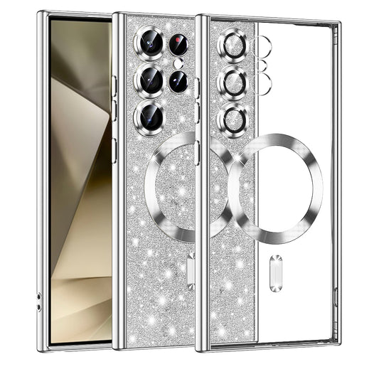 Etui MagSafe do Samsung Galaxy S24 Ultra S928, Techsuit, Luxury Glitter, Srebrne