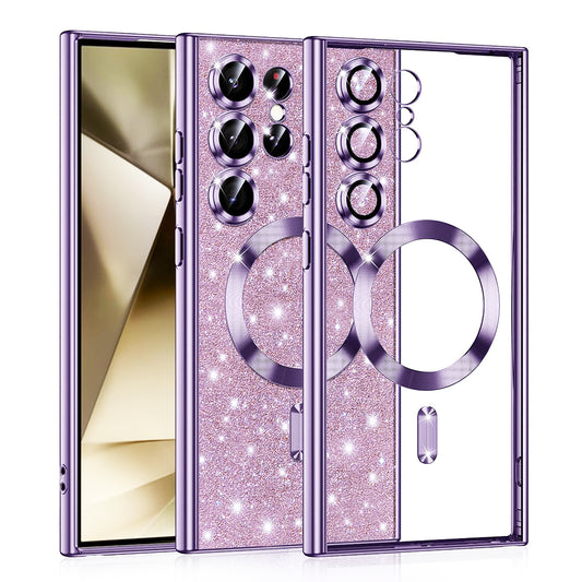 Etui MagSafe do Samsung Galaxy S24 Ultra S928, Techsuit, Luxury Glitter, Jasny Fiolet