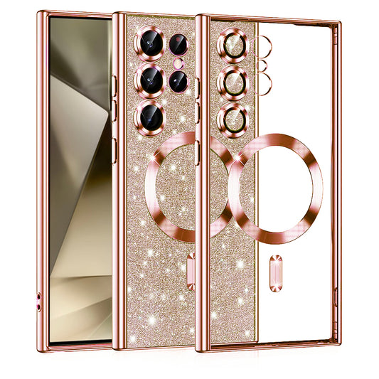 Etui MagSafe do Samsung Galaxy S24 Ultra S928, Techsuit, Luxury Glitter, Różowe Złoto