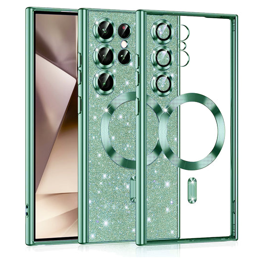 Etui MagSafe do Samsung Galaxy S24 Ultra S928, Techsuit, Luxury Glitter, Jasnozielony