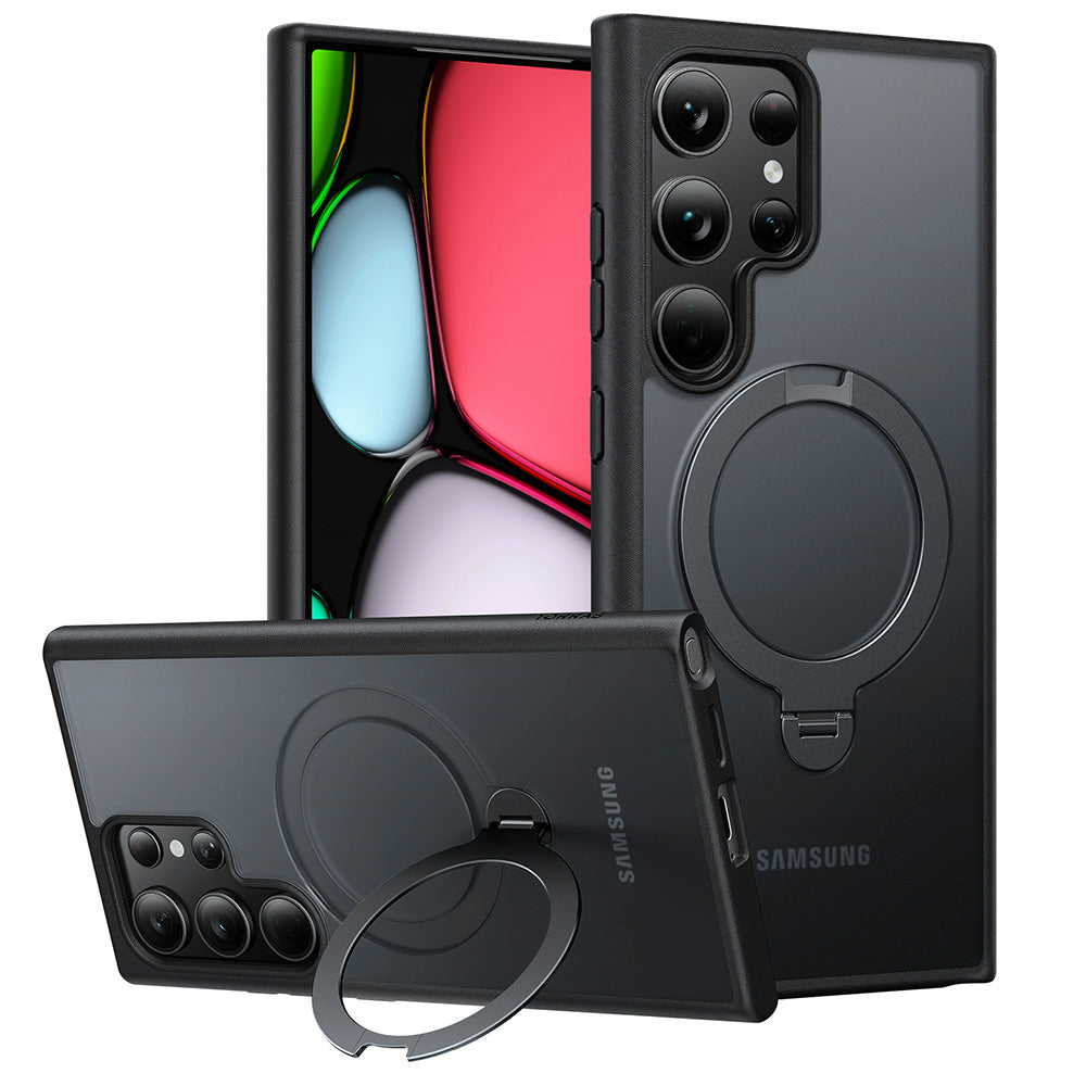 Etui MagSafe do Samsung Galaxy S24 Ultra S928, Torras, Ostand Spin, czarne