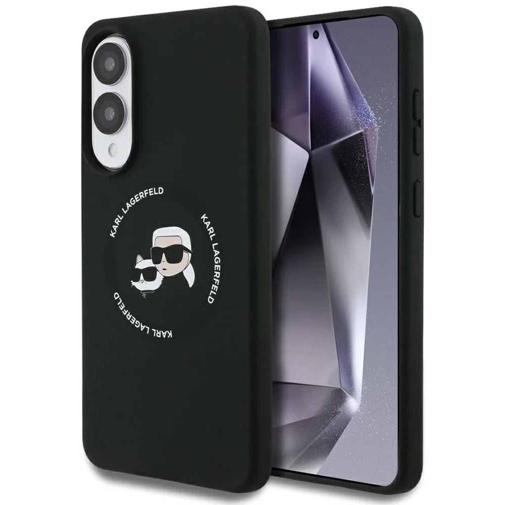 Etui MagSafe dla Samsung Galaxy S25 Edge S937, Karl Lagerfeld, Silicone Double Heads, Czarne