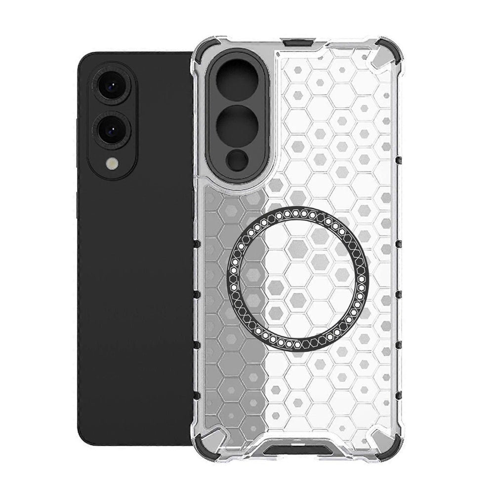 MagSafe Case for Samsung Galaxy S25 Edge S937, Techsuit, HoneyComb Shield, White