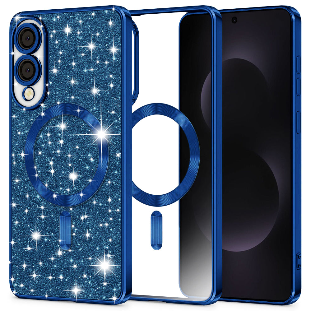 Etui MagSafe do Samsung Galaxy S25 Edge S937, Techsuit, Luxury Glitter, Ciemnoniebieskie