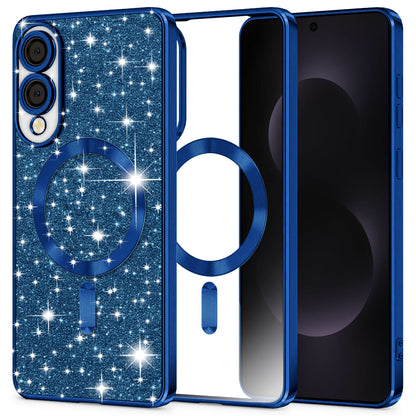 Etui MagSafe do Samsung Galaxy S25 Edge S937, Techsuit, Luxury Glitter, Ciemnoniebieskie