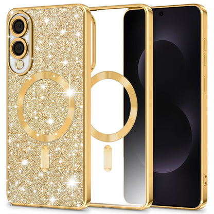 Etui MagSafe do Samsung Galaxy S25 Edge S937, Techsuit, Luxury Glitter, Złote