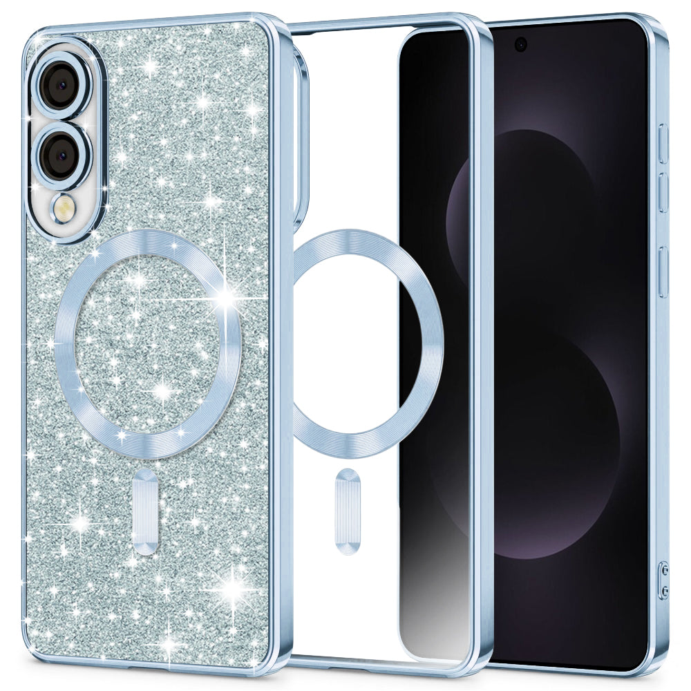 Etui MagSafe do Samsung Galaxy S25 Edge S937, Techsuit, Luxury Glitter, Bleu