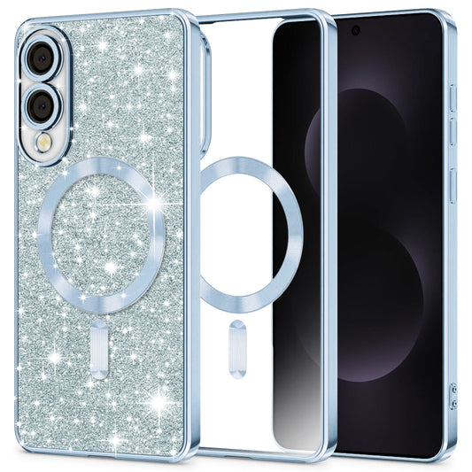 Etui MagSafe do Samsung Galaxy S25 Edge S937, Techsuit, Luxury Glitter, Bleu