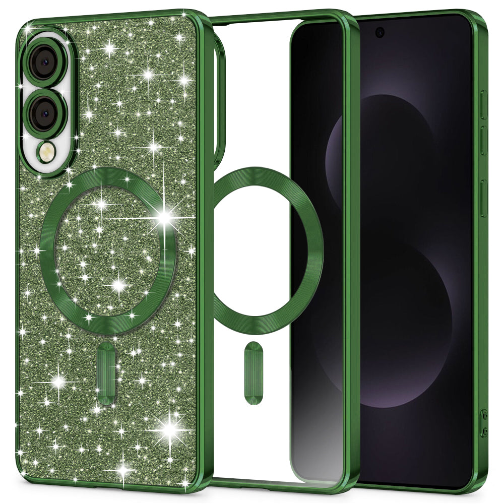 Etui MagSafe do Samsung Galaxy S25 Edge S937, Techsuit, Luxury Glitter, Ciemnozielony