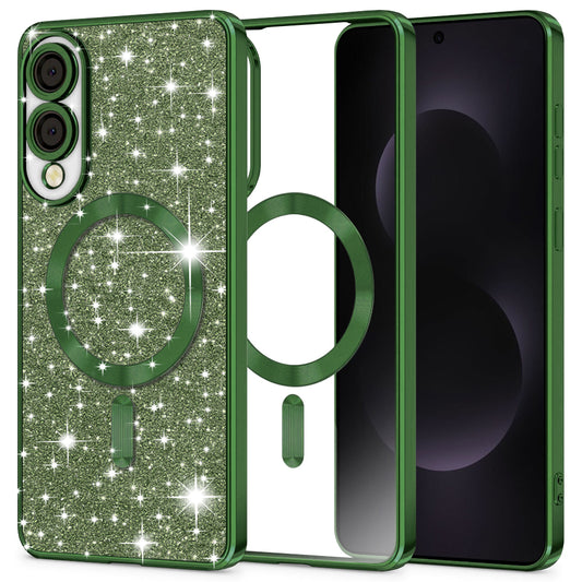 Etui MagSafe do Samsung Galaxy S25 Edge S937, Techsuit, Luxury Glitter, Ciemnozielony