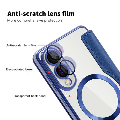 Etui MagSafe do Samsung Galaxy S25 Edge S937, Techsuit, SmartMag Book, Niebieskie