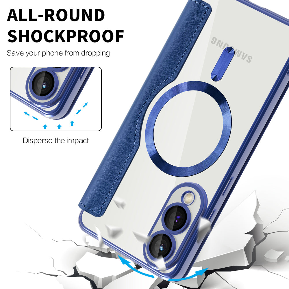 Etui MagSafe do Samsung Galaxy S25 Edge S937, Techsuit, SmartMag Book, Niebieskie