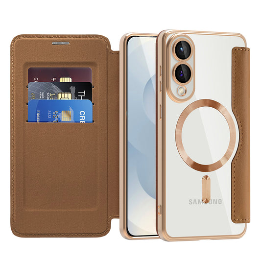 Etui MagSafe do Samsung Galaxy S25 Edge S937, Techsuit, SmartMag Book, Brązowe