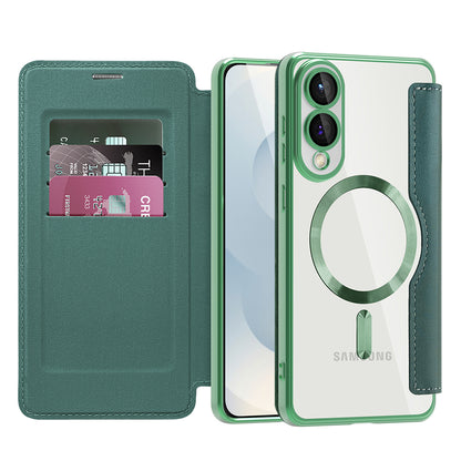 Etui MagSafe do Samsung Galaxy S25 Edge S937, Techsuit, SmartMag Book, Zielony