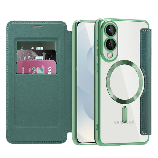 Etui MagSafe do Samsung Galaxy S25 Edge S937, Techsuit, SmartMag Book, Zielony