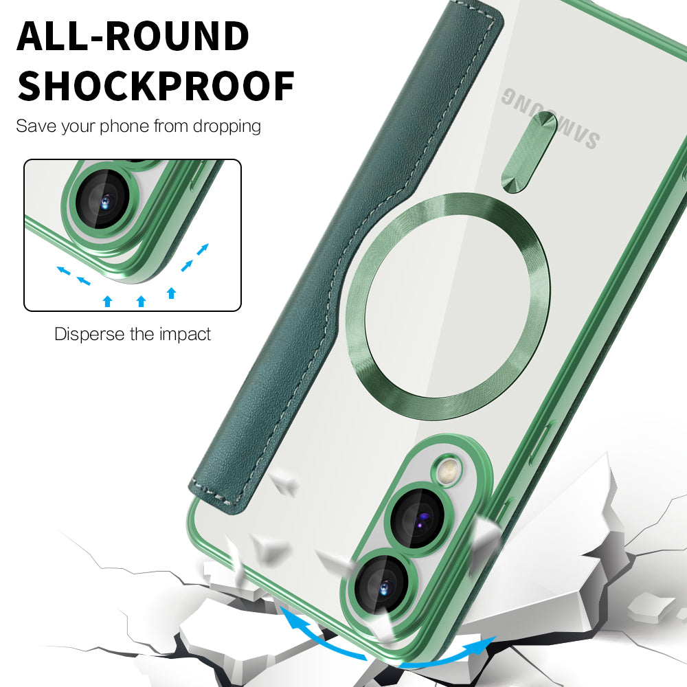 Etui MagSafe do Samsung Galaxy S25 Edge S937, Techsuit, SmartMag Book, Zielony