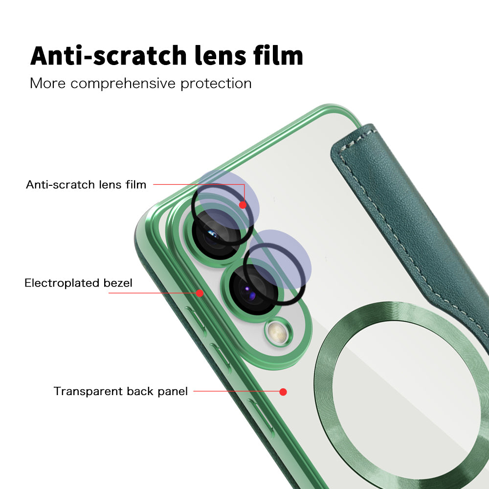 Etui MagSafe do Samsung Galaxy S25 Edge S937, Techsuit, SmartMag Book, Zielony
