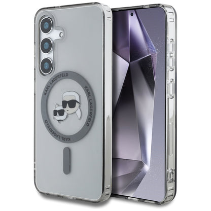 Etui MagSafe dla Samsung Galaxy S25+ S936, Karl Lagerfeld, IML Metal Karl & Choupette's Heads, Czarne