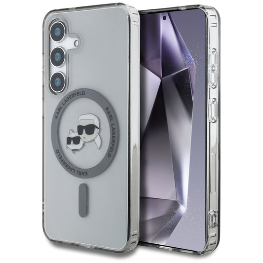 Etui MagSafe dla Samsung Galaxy S25+ S936, Karl Lagerfeld, IML Metal Karl & Choupette's Heads, Czarne