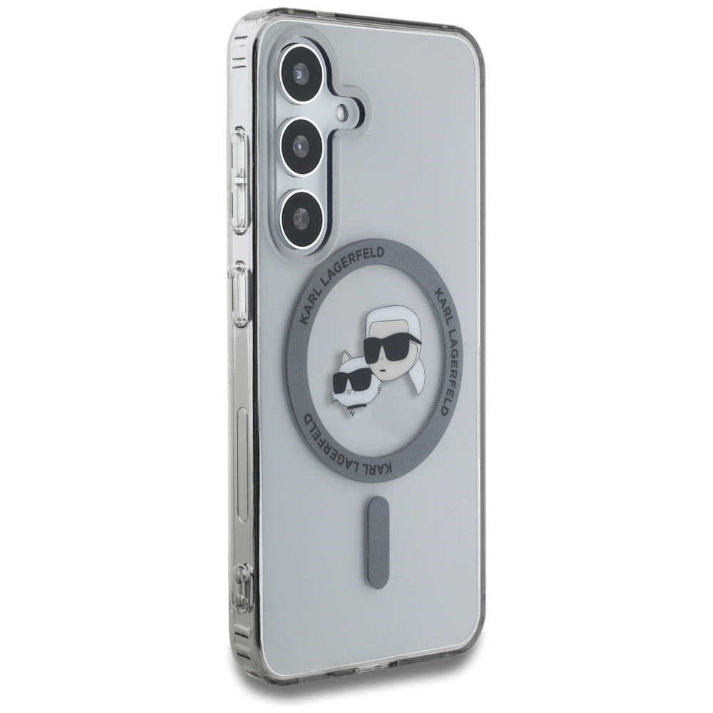 Etui MagSafe dla Samsung Galaxy S25+ S936, Karl Lagerfeld, IML Metal Karl & Choupette's Heads, Czarne