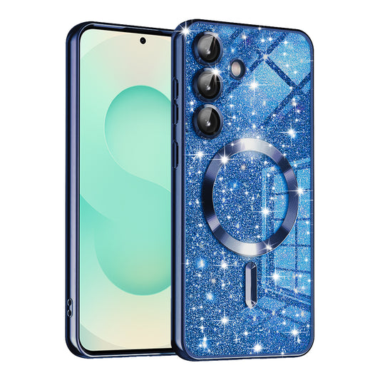 Etui MagSafe do Samsung Galaxy S25+ S936, Techsuit, Luxury Glitter, Ciemnoniebieskie