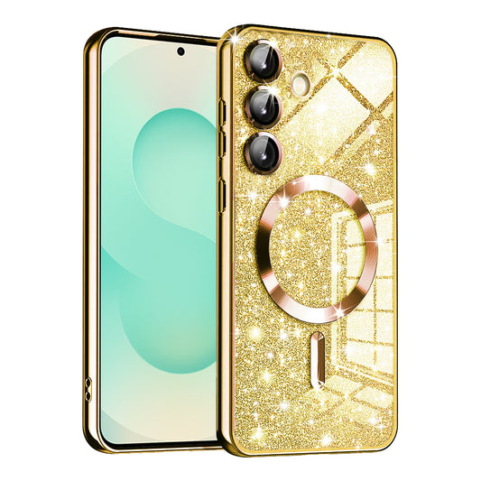 Etui MagSafe do Samsung Galaxy S25+ S936, Techsuit, Luxury Glitter, Złote