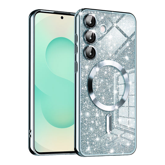 Etui MagSafe do Samsung Galaxy S25+ S936, Techsuit, Luxury Glitter, Bleu