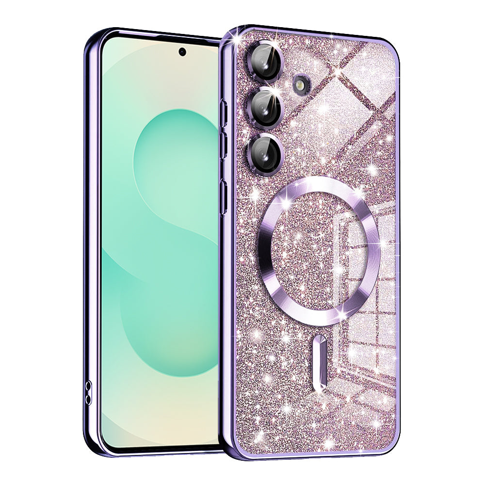 Etui MagSafe do Samsung Galaxy S25+ S936, Techsuit, Luxury Glitter, Jasny Fiolet