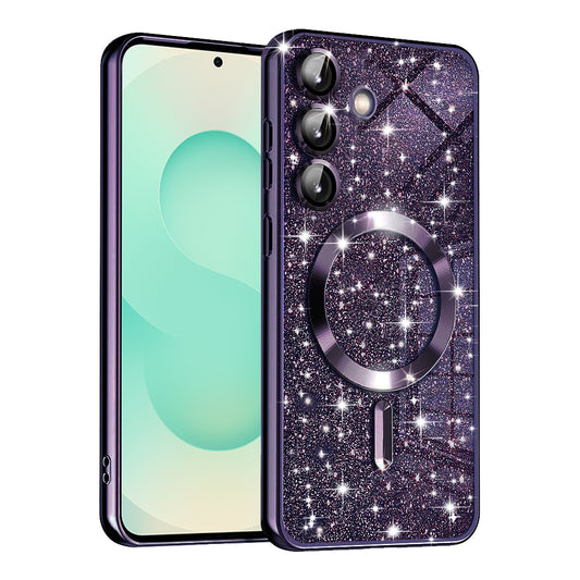 Etui MagSafe do Samsung Galaxy S25+ S936, Techsuit, Luxury Glitter, Ciemny Fiolet