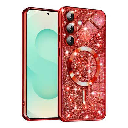 Etui MagSafe do Samsung Galaxy S25+ S936, Techsuit, Luxury Glitter, Czerwony