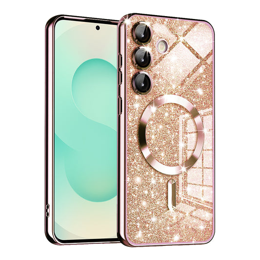 Etui MagSafe do Samsung Galaxy S25+ S936, Techsuit, Luxury Glitter, Różowe Złoto