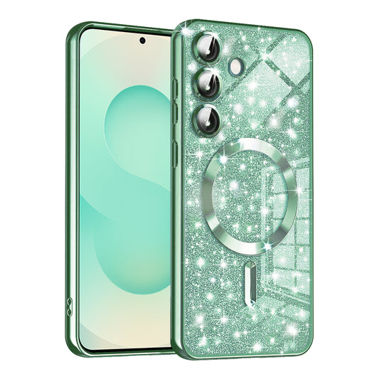 Etui MagSafe do Samsung Galaxy S25+ S936, Techsuit, Luxury Glitter, Jasnozielony