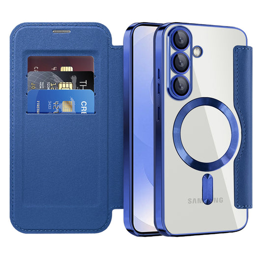 Etui MagSafe do Samsung Galaxy S25+ S936, Techsuit, SmartMag Book, Niebieskie