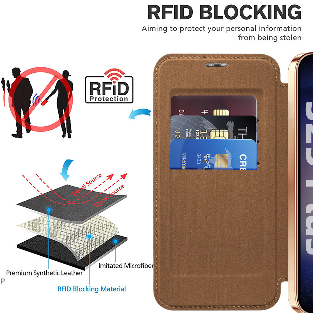 MagSafe Case for Samsung Galaxy S25+ S936, Techsuit, SmartMag Book, Brown