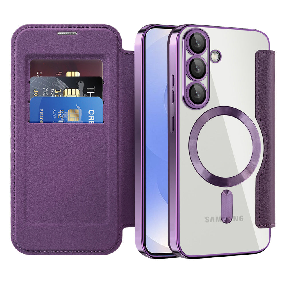 Etui MagSafe do Samsung Galaxy S25+ S936, Techsuit, SmartMag Book, Fioletowy