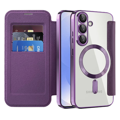 Etui MagSafe do Samsung Galaxy S25+ S936, Techsuit, SmartMag Book, Fioletowy