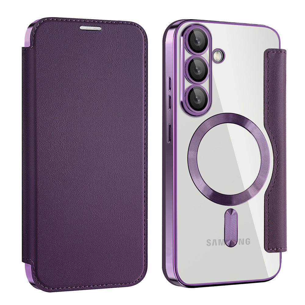 Etui MagSafe do Samsung Galaxy S25+ S936, Techsuit, SmartMag Book, Fioletowy