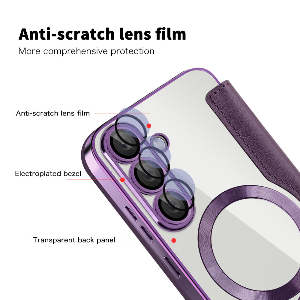 Etui MagSafe do Samsung Galaxy S25+ S936, Techsuit, SmartMag Book, Fioletowy