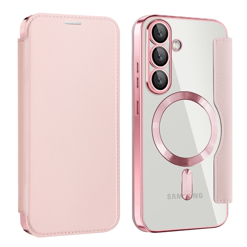 Etui MagSafe do Samsung Galaxy S25+ S936, Techsuit, SmartMag Book, Różowe