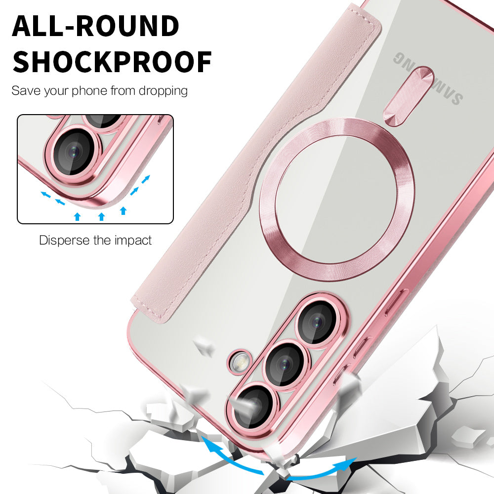 Etui MagSafe do Samsung Galaxy S25+ S936, Techsuit, SmartMag Book, Różowe