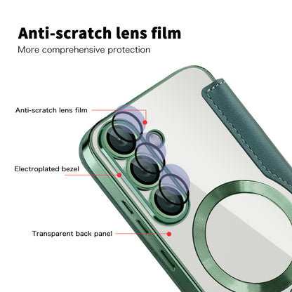 MagSafe Case for Samsung Galaxy S25+ S936, Techsuit, SmartMag Book, Green