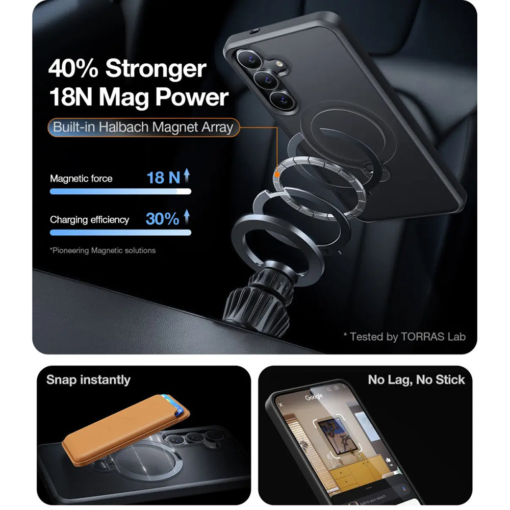 Etui MagSafe dla Samsung Galaxy S25+ S936, Torras, Ostand Spin, Czarne
