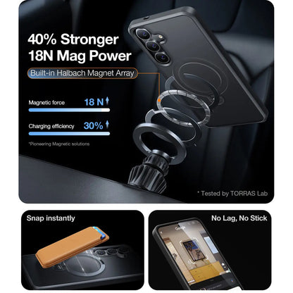 Etui MagSafe dla Samsung Galaxy S25+ S936, Torras, Ostand Spin, Czarne