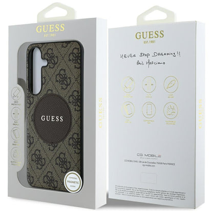 Etui MagSafe dla Samsung Galaxy S25 S931, Guess, 4G Circle Classic Logo, Brązowy